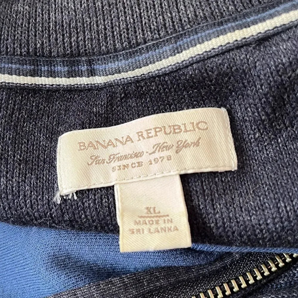 Banana Republic 100% cotton navy blue full zip front sweater size XL.